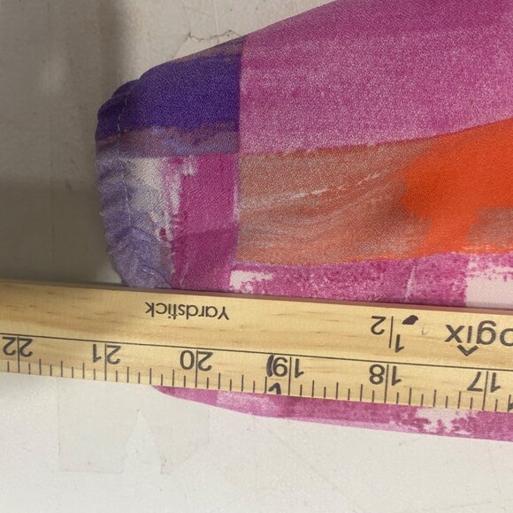 Denim & Co. Womens 1X Top Pink Abstract Print Button-Up Blouse 3/4 Sleeves - Picture 11 of 12